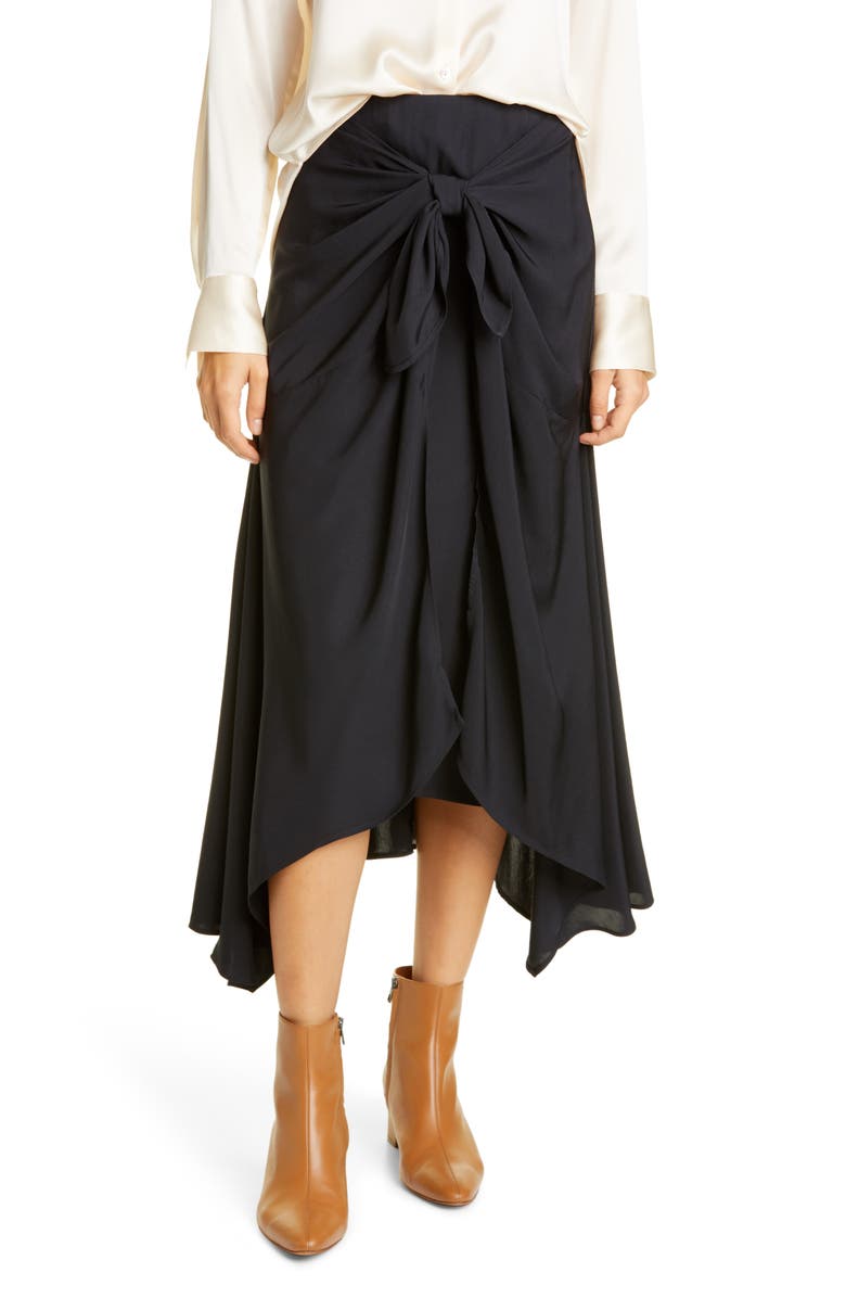 Vince Tie Front Asymmetrical Hem Skirt, Main, color,