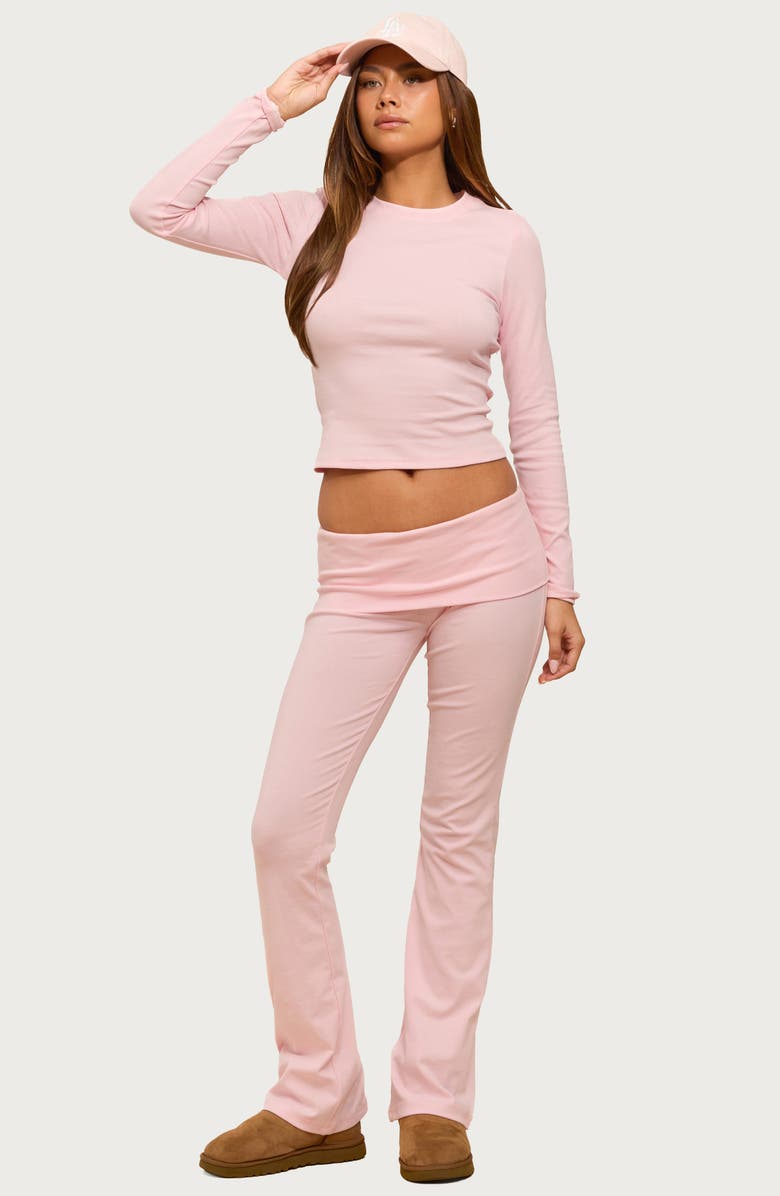 EDIKTED Ivanne Long Sleeve Stretch Cotton Top, Alternate, color, Pink