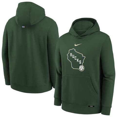 Youth Nike Hunter Green Milwaukee Bucks 2025/26 City Edition Club Fleece Pullover Hoodie