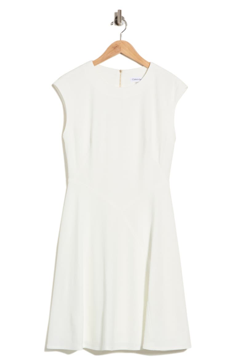Cap Sleeve A-Line Dress, Alternate, color, CREAM