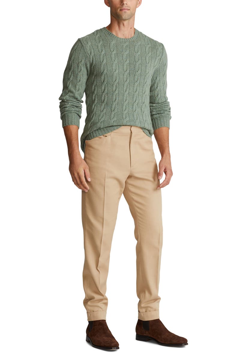 Ralph Lauren Purple Label Cable Stitch Cashmere Sweater, Alternate, color, 