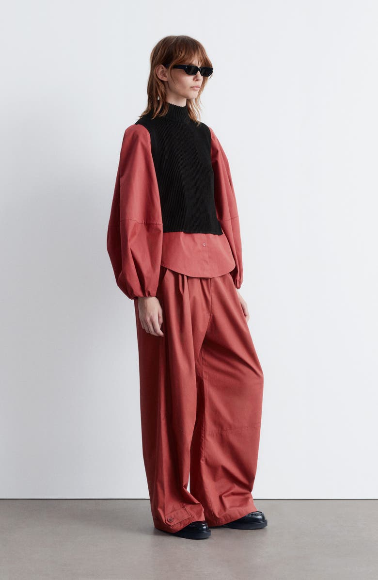 & Other Stories Rib Mock Neck Bib Collar, Alternate, color, Black Dark