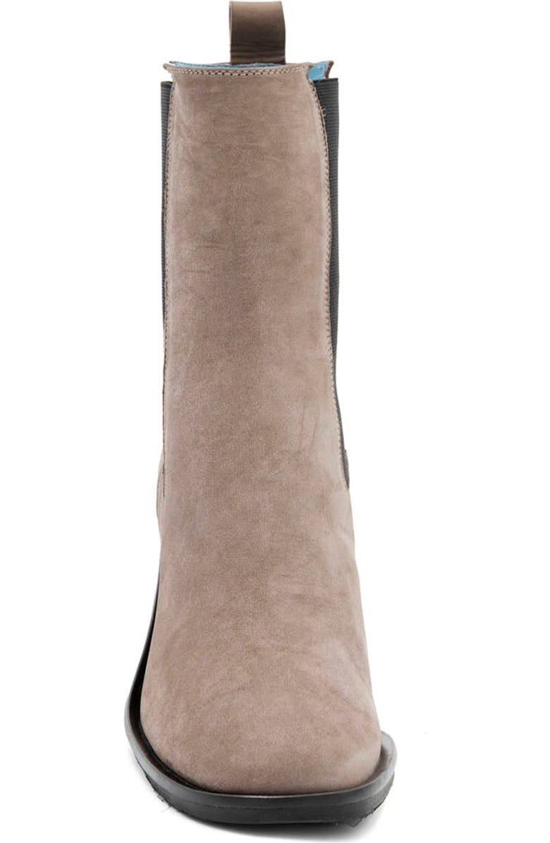 Valentina Rangoni Petalo Double Gored Bootie - Beige Italian Nabuk 25 in Block Heel, Alternate, color, Brown