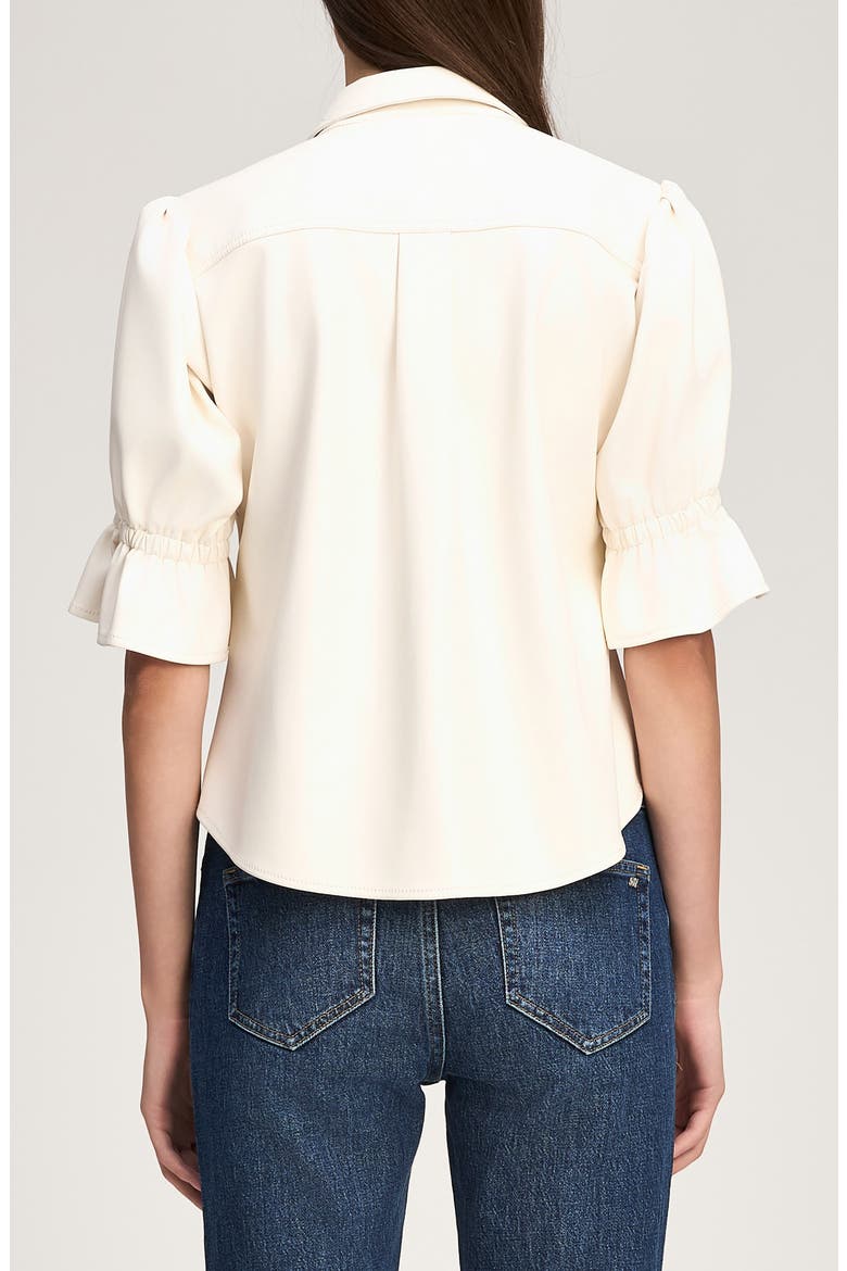 Fiona Faux Leather Button-Up Shirt, Alternate, color, IVORY