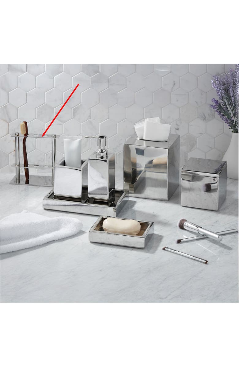 ROSELLI TRADING COMPANY Modern Toothbrush Holder, Alternate, color, Silver