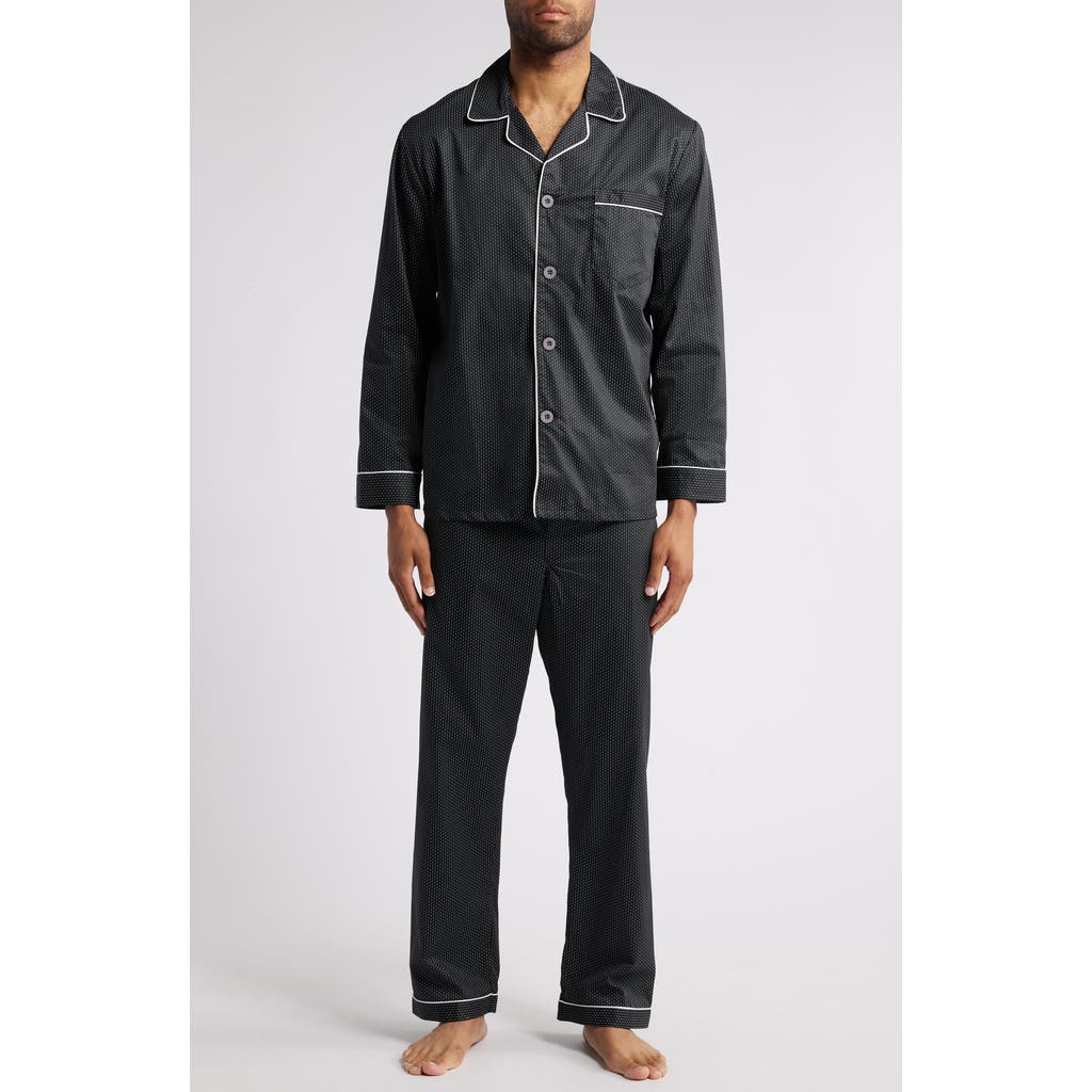 Majestic International Revival Microdot Cotton Sateen Pajamas in Black Dot