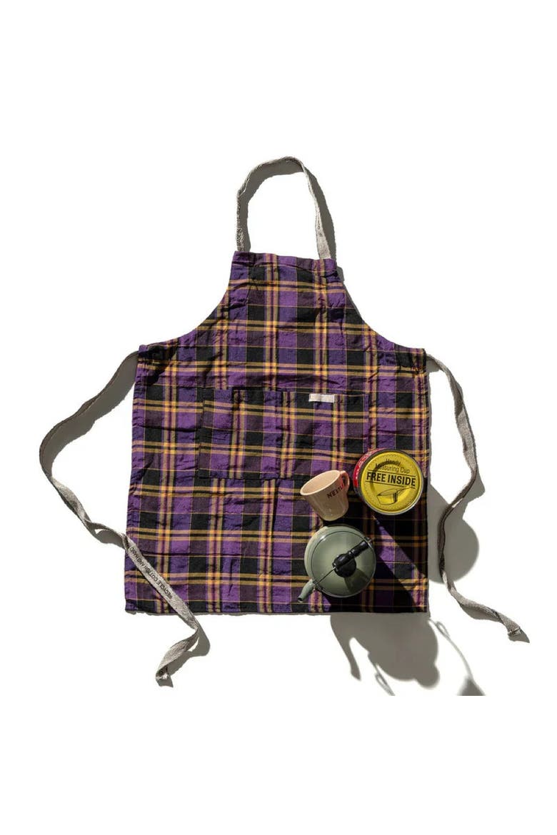 Recycle Cotton Check Apron, Alternate, color, Purple