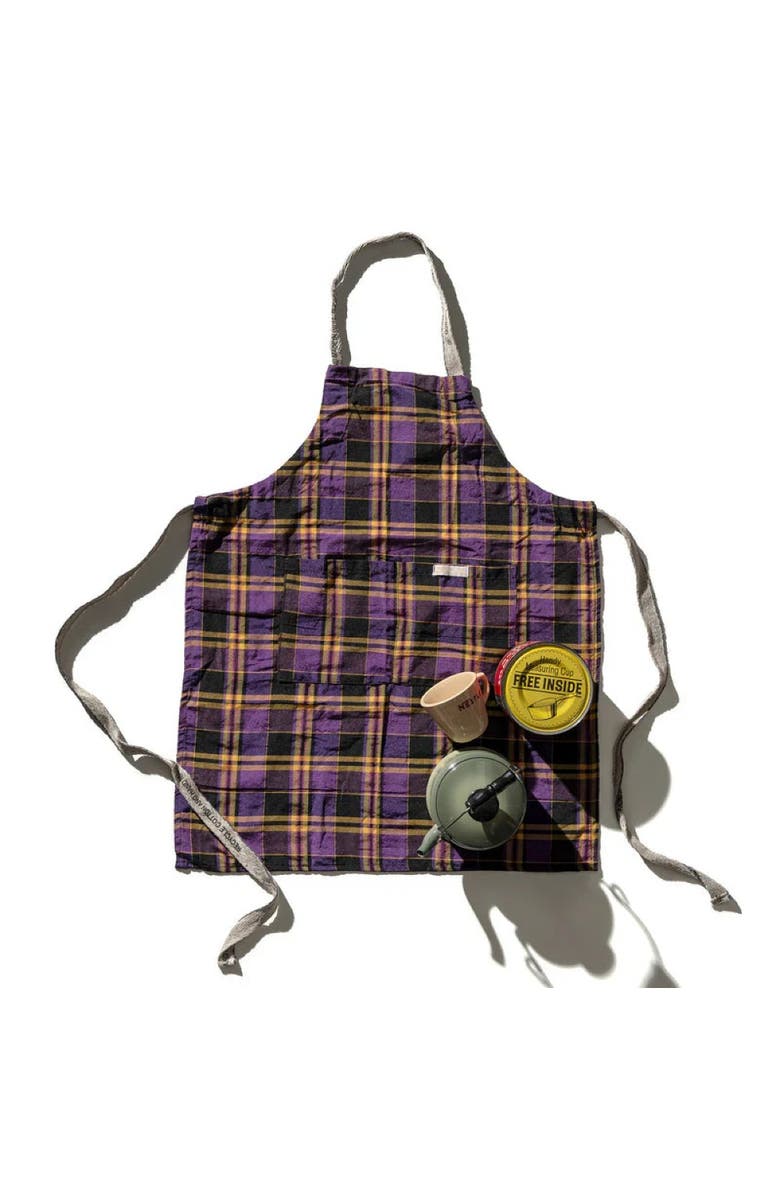PUEBCO Recycle Cotton Check Apron, Alternate, color, Purple