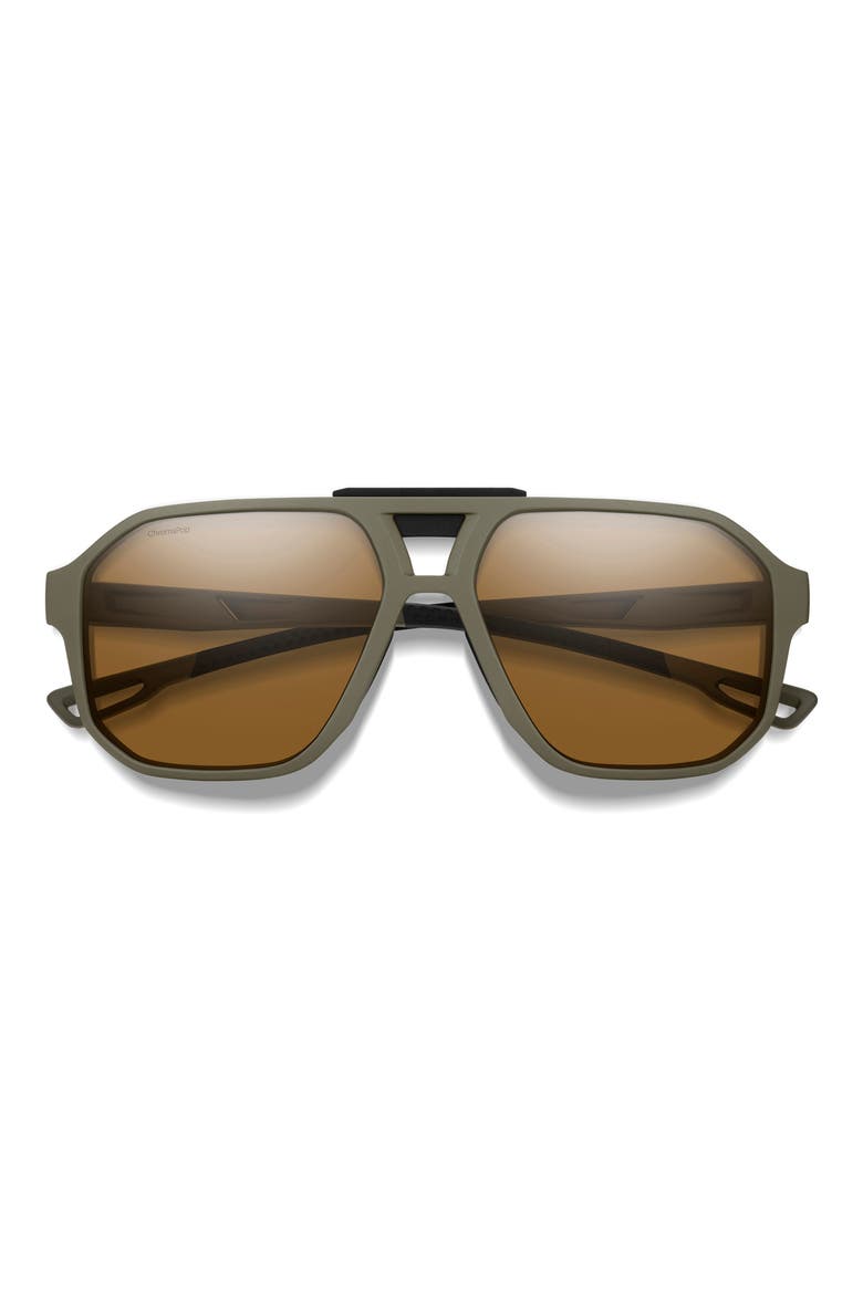Truss 57mm ChromaPop™ Polarized Aviator Sunglasses, Main, color, OLIVE OIL / BROWN