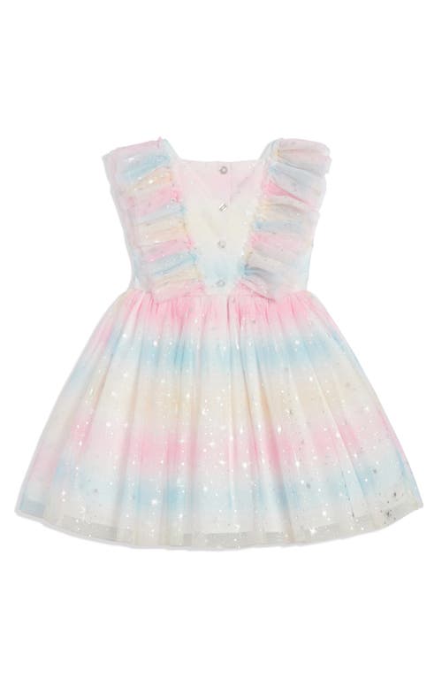 Shop Pippa & Julie Kids' Victoria Galaxy Stripe Party Dress In Pink Blue Multi Star