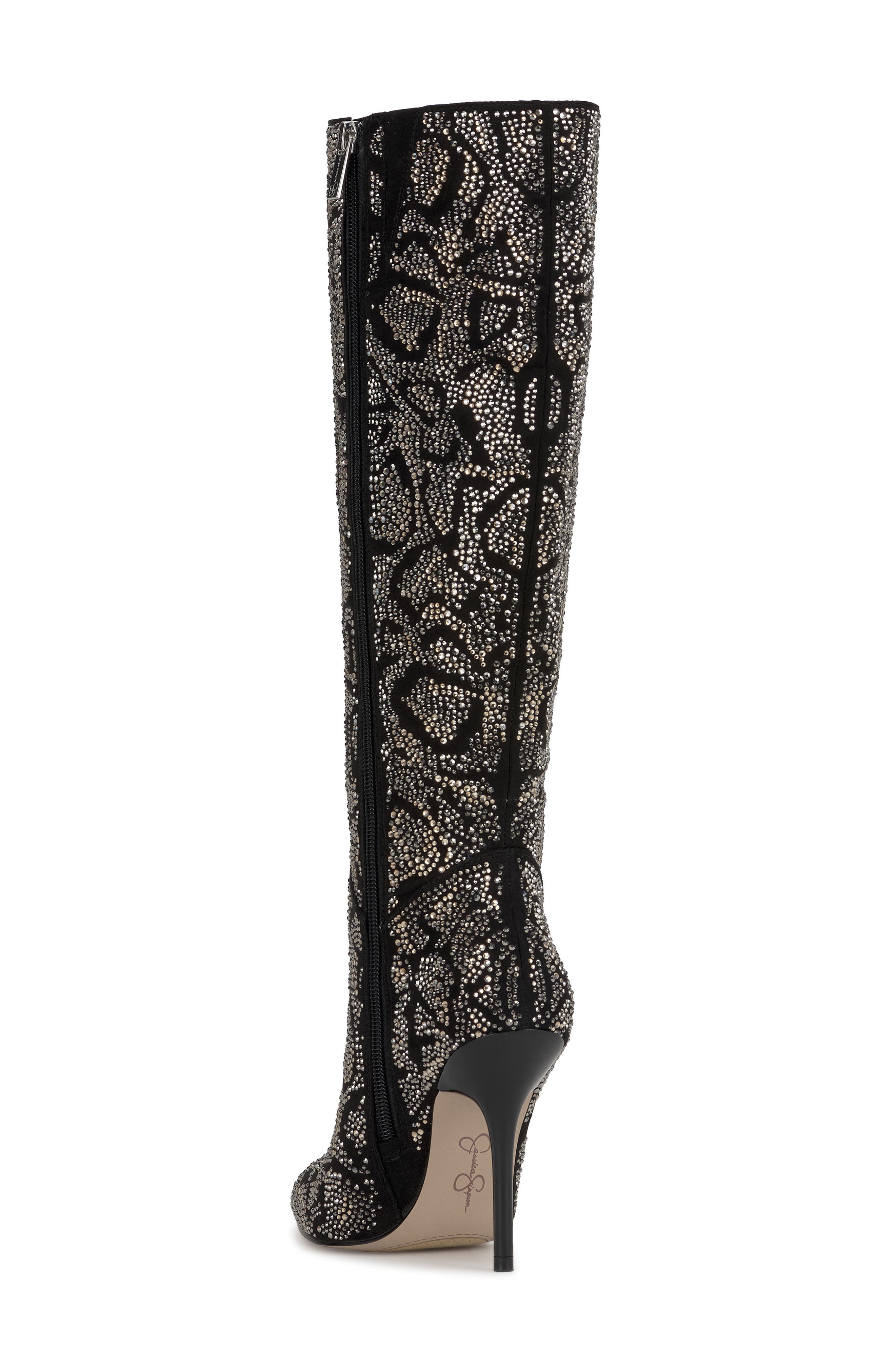 Jessica Simpson Lovieinn2 Knee High Boot, Alternate, color, Black Silver Leopard