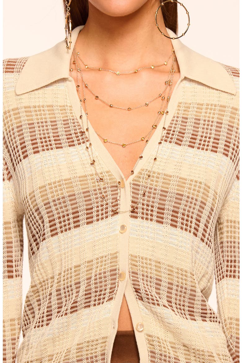 Ivana Plaid Cotton Blend Cardigan, Alternate, color, LIGHT BONE COMBO