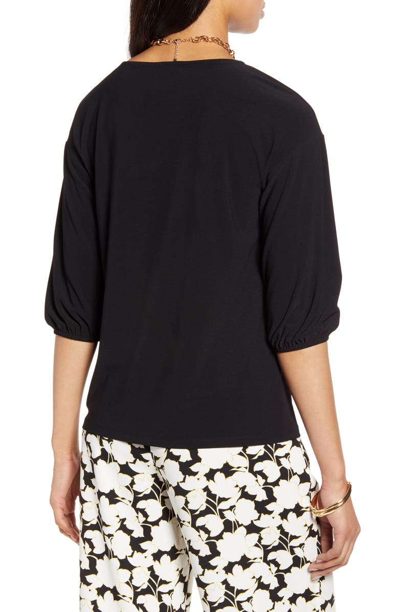 Halogen<sup>®</sup> V-Neck Puff Sleeve Knit Top, Alternate, color, 