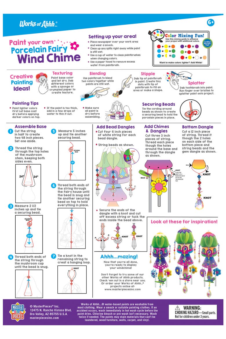 Porcelain Fairy Wind Chime Paint Set, Alternate, color, Multicolor