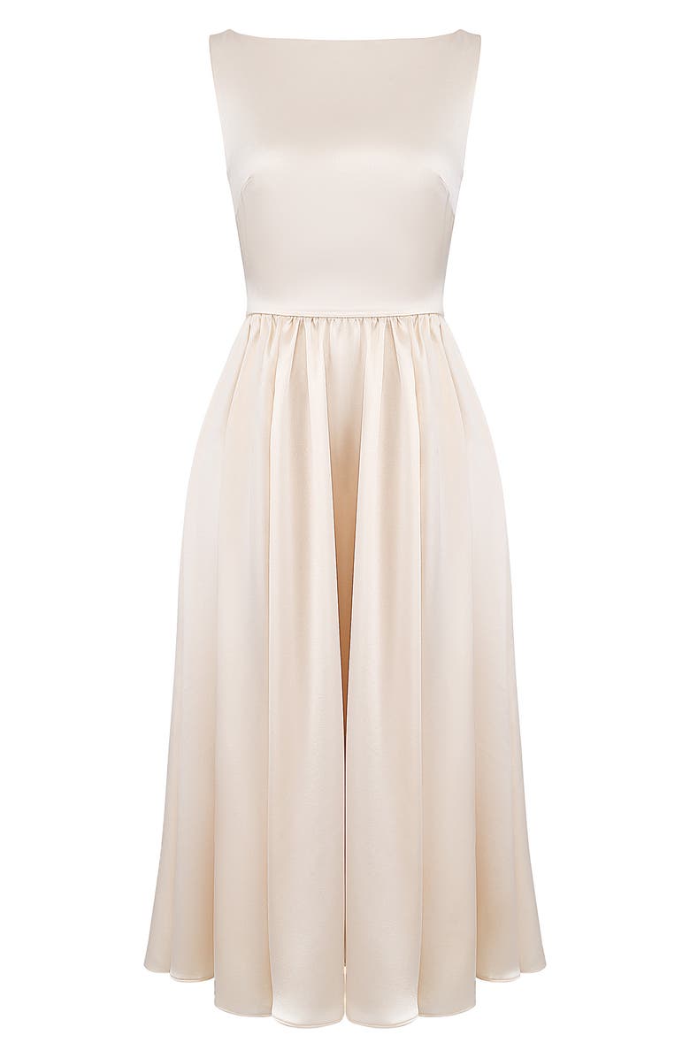 HOUSE OF CB Shayla Satin Midi Cocktail Dress, Alternate, color, Vintage Cream
