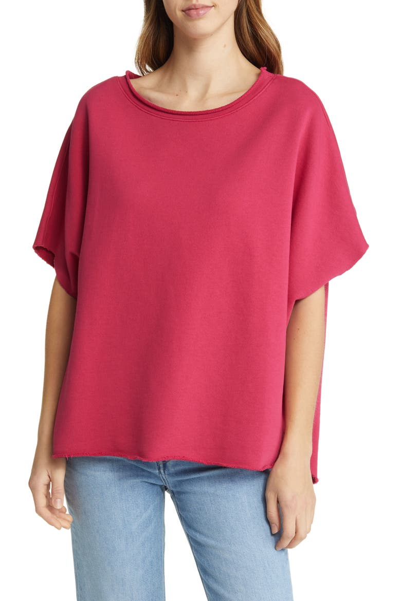 Cotton French Terry Capelet, Main, color, ROUGE