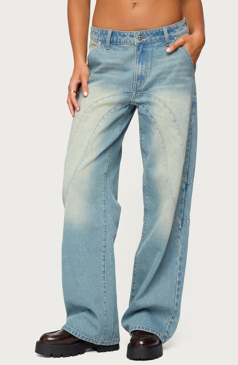 EDIKTED Kiria Stitched Low Rise Baggy Jeans, Main, color,