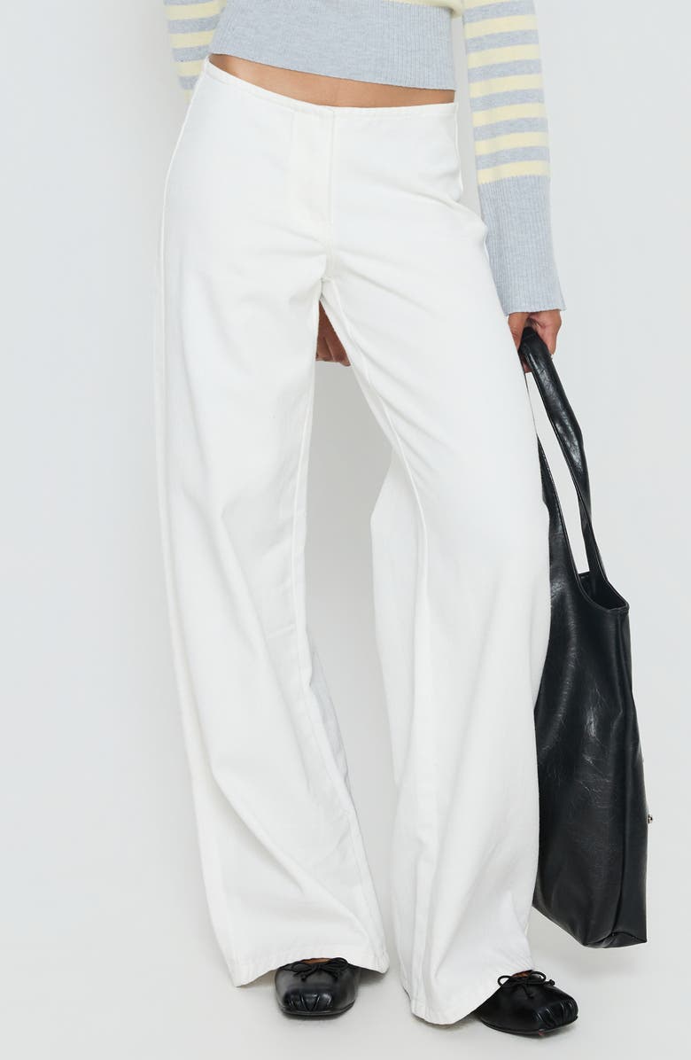 Princess Polly Hereos Mid Rise Baggy Wide Leg Jeans, Main, color, White