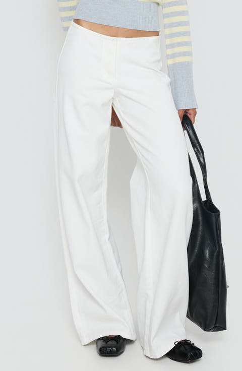 Hereos Mid Rise Baggy Wide Leg Jeans (White)