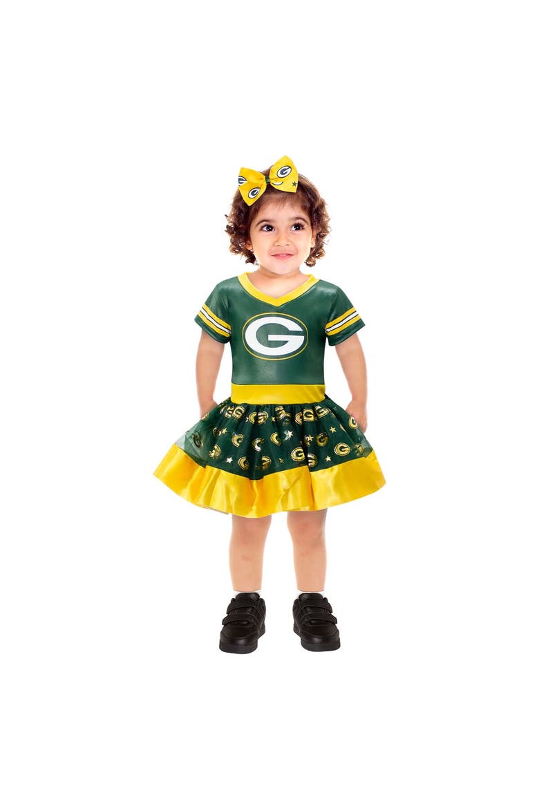 Girls Toddler Green Green Bay Packers Tutu Tailgate Game Day V-Neck Costume, Main, color, Green