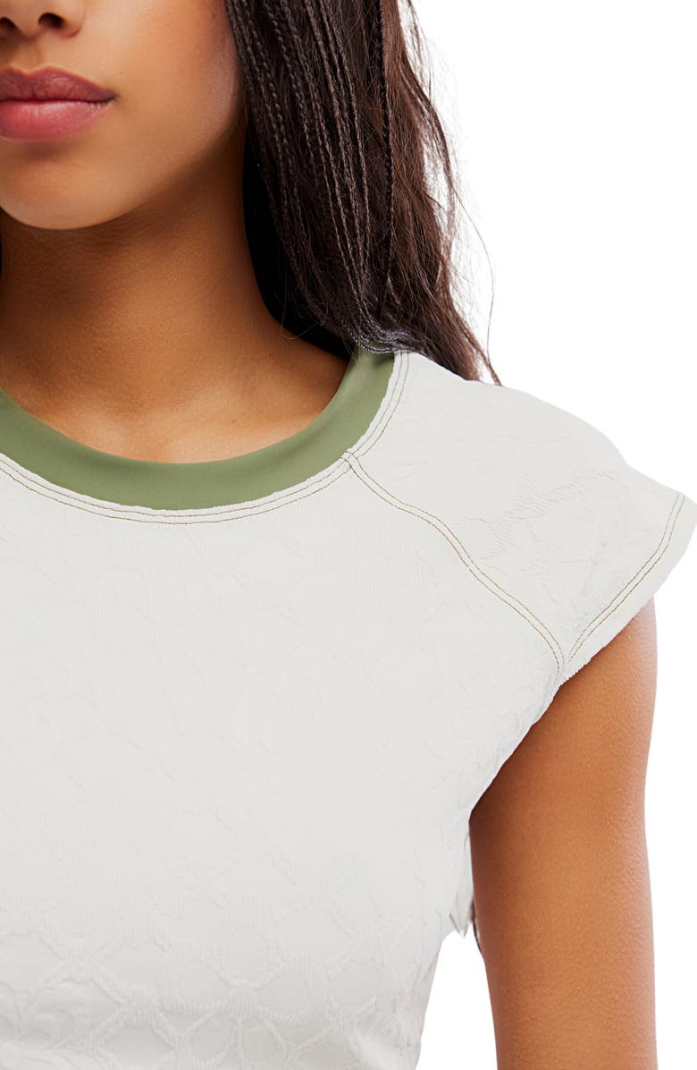 Free People Sonny Jacquard Crop Cover-Up T-Shirt, Alternate, color, White