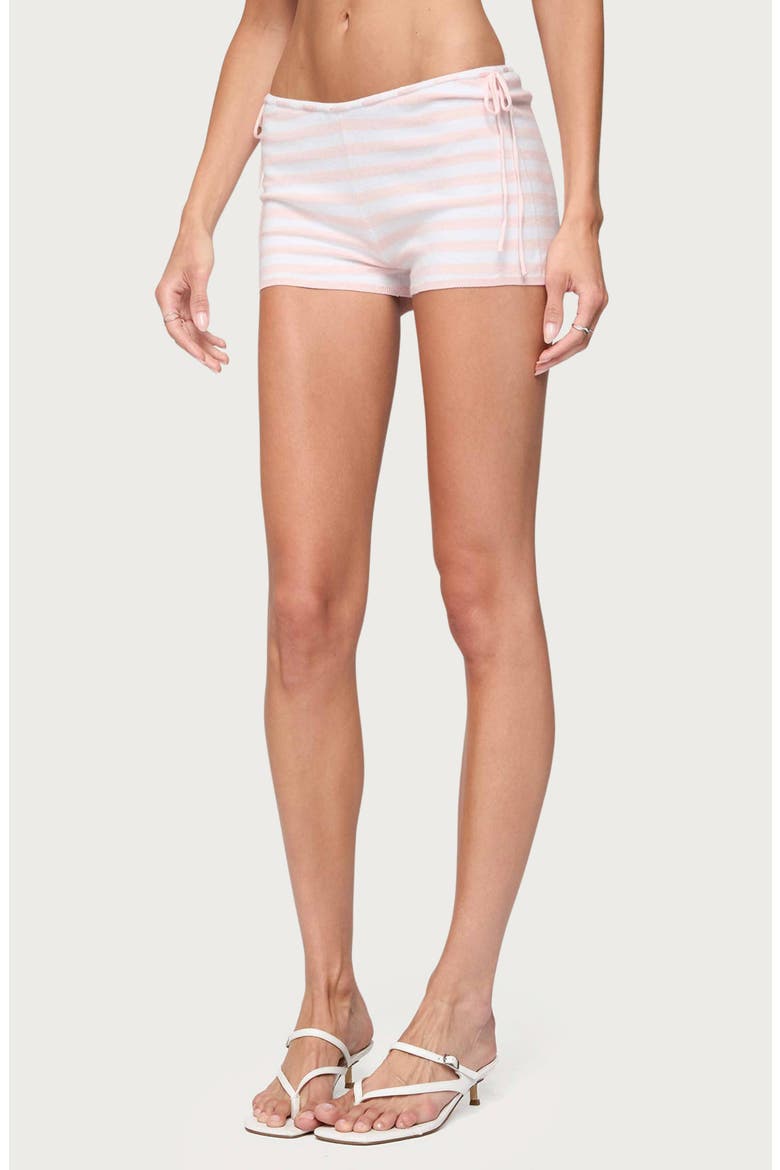 Janelle Low Rise Stripe Knit Shorts, Main, color, LIGHT-PINK