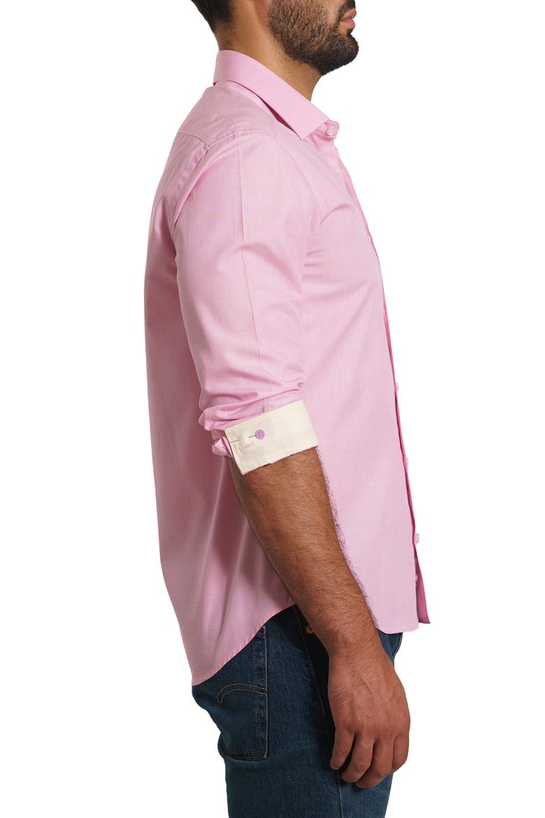 Trim Fit Solid Cotton Button-Up Shirt, Alternate, color, PINK
