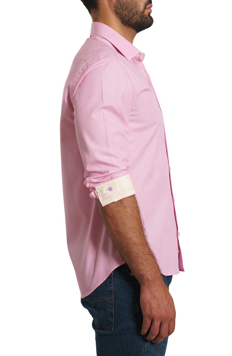 Jared Lang Trim Fit Solid Cotton Button-Up Shirt, Alternate, color, Pink