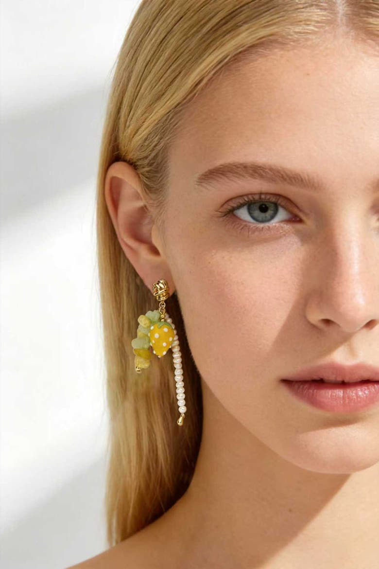 Lulu Strawberry Drop Earrings, Alternate, color, Yellow
