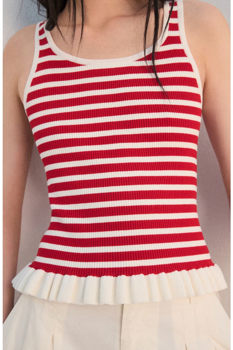 Stripe Pleat Hem Rib Tank, Alternate, color, RED