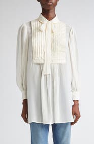 Ulla Johnson Adelaide Bib Pleat Silk Tunic Top