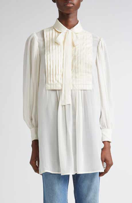 Ulla Johnson Adelaide Bib Pleat Silk Tunic Top