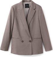 MANGO Charlotte Houndstooth Microcheck Double Breasted Blazer