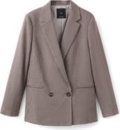 MANGO Charlotte Houndstooth Microcheck Double Breasted Blazer