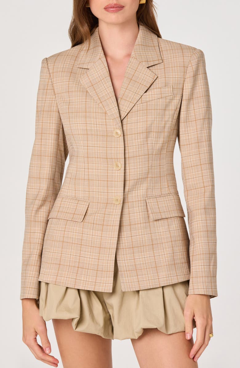 ASTR the Label Valor Plaid Blazer, Main, color, Tan Plaid