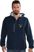 G-III SPORTS BY CARL BANKS Men's G-III Sports by Carl Banks Navy Milwaukee Brewers Double Play Hooded Lightweight Full-Zip Jacket