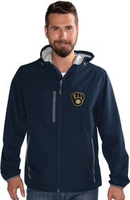 G-III SPORTS BY CARL BANKS Men's G-III Sports by Carl Banks Navy Milwaukee Brewers Double Play Hooded Lightweight Full-Zip Jacket