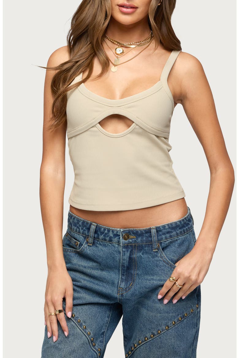 Karin Cutout Crop Tank, Main, color, BEIGE