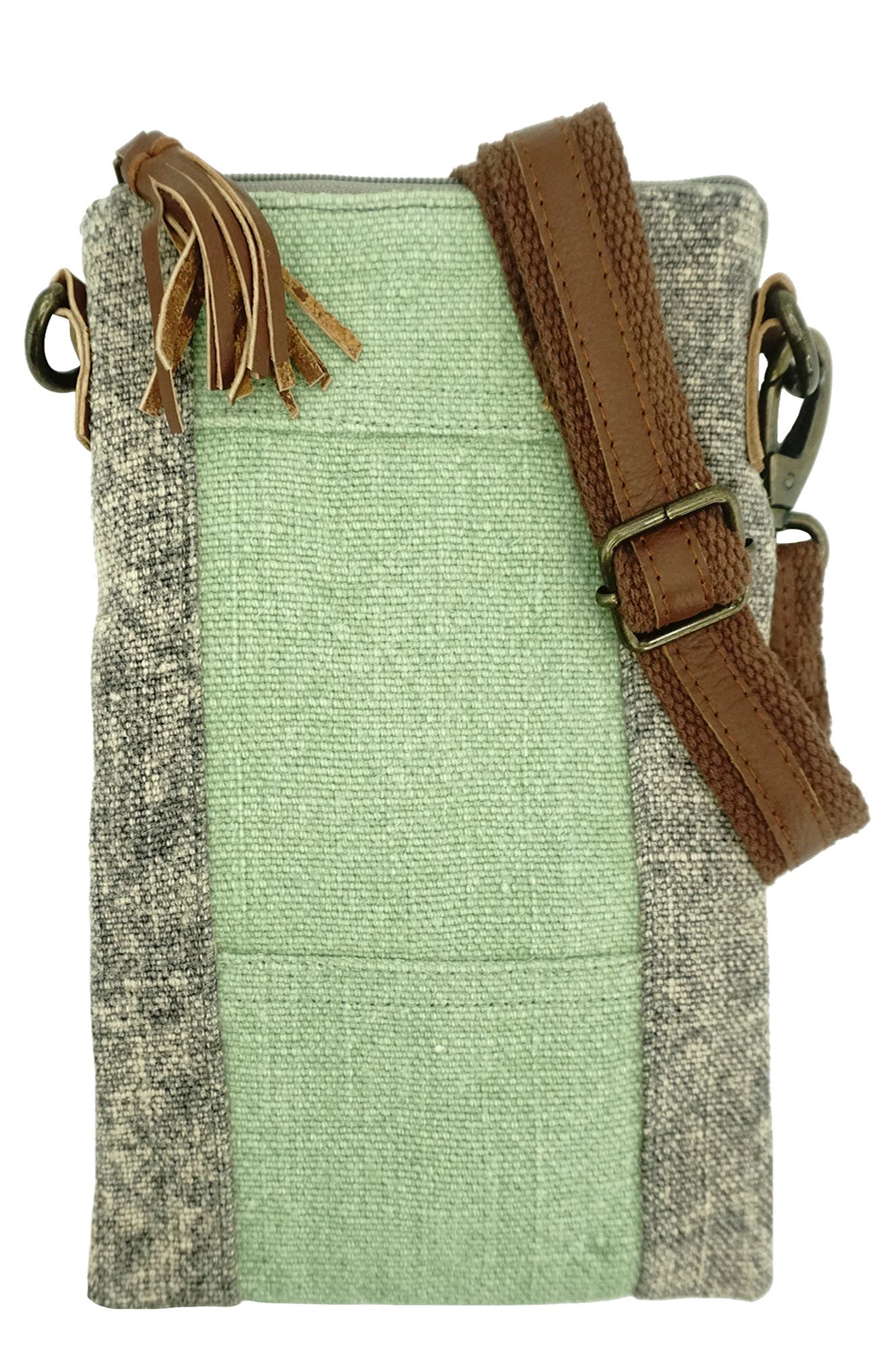 VINTAGE ADDICTION Two-Tone Crossbody Bag with Leather Trim, Main, color, 