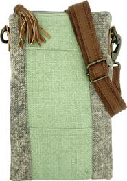 VINTAGE ADDICTION Two-Tone Crossbody Bag with Leather Trim