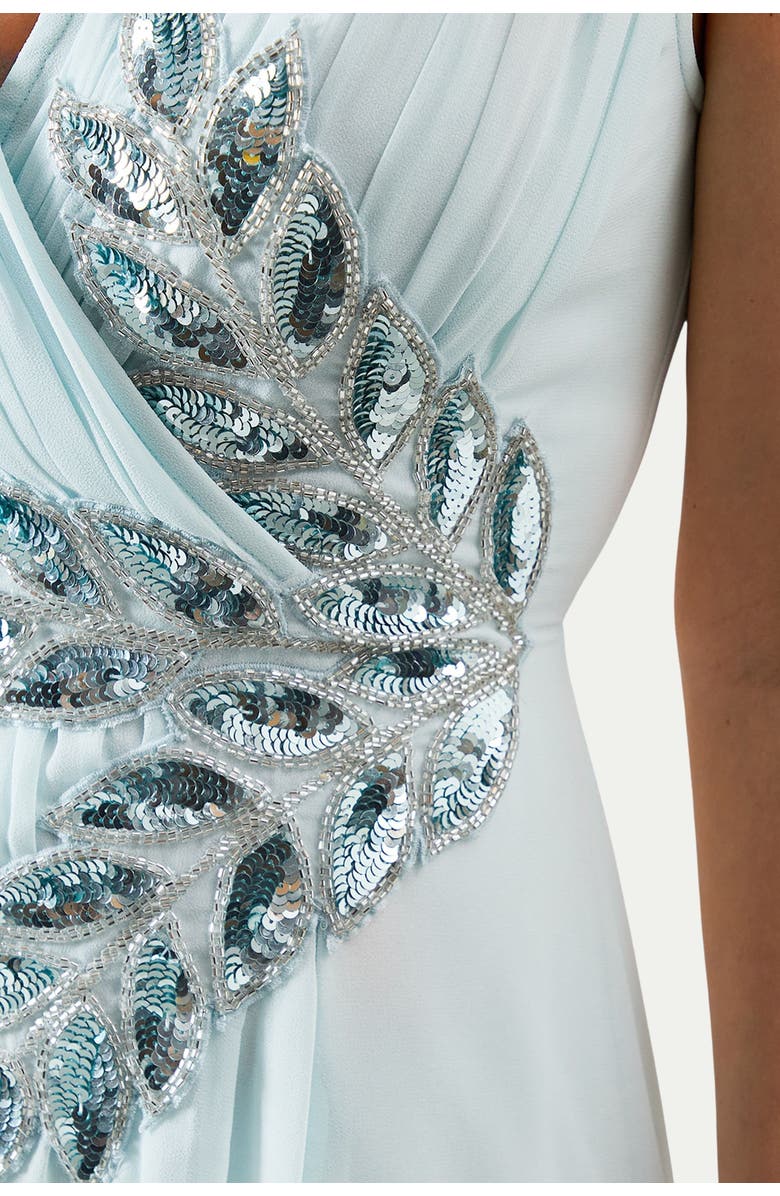 Wallis Embellished Wrap Georgette Maxi Dress, Alternate, color, Ice Blue