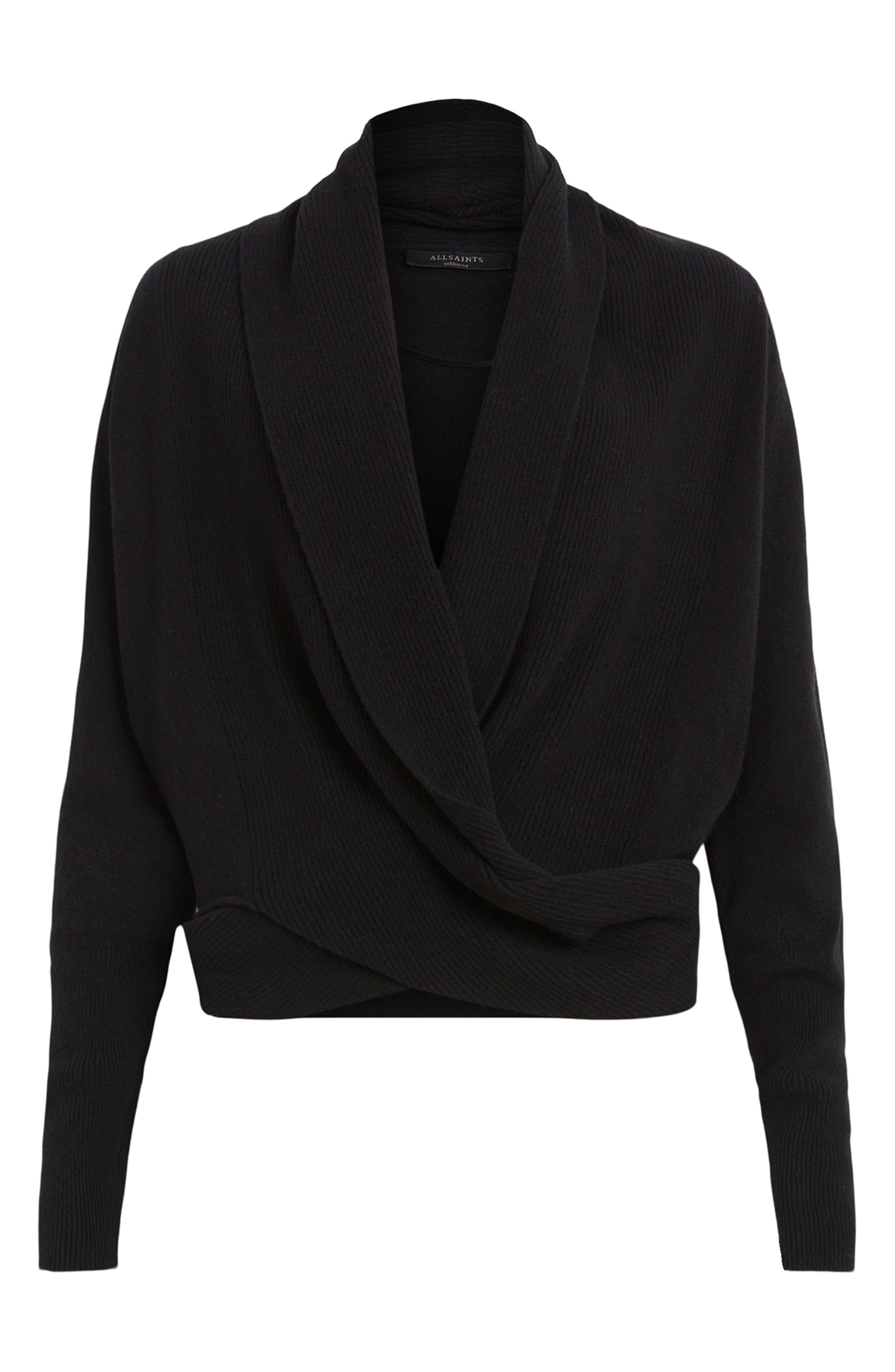 AllSaints Wasson Pirate Wrap Merino Wool Cardigan (Women) | Nordstrom