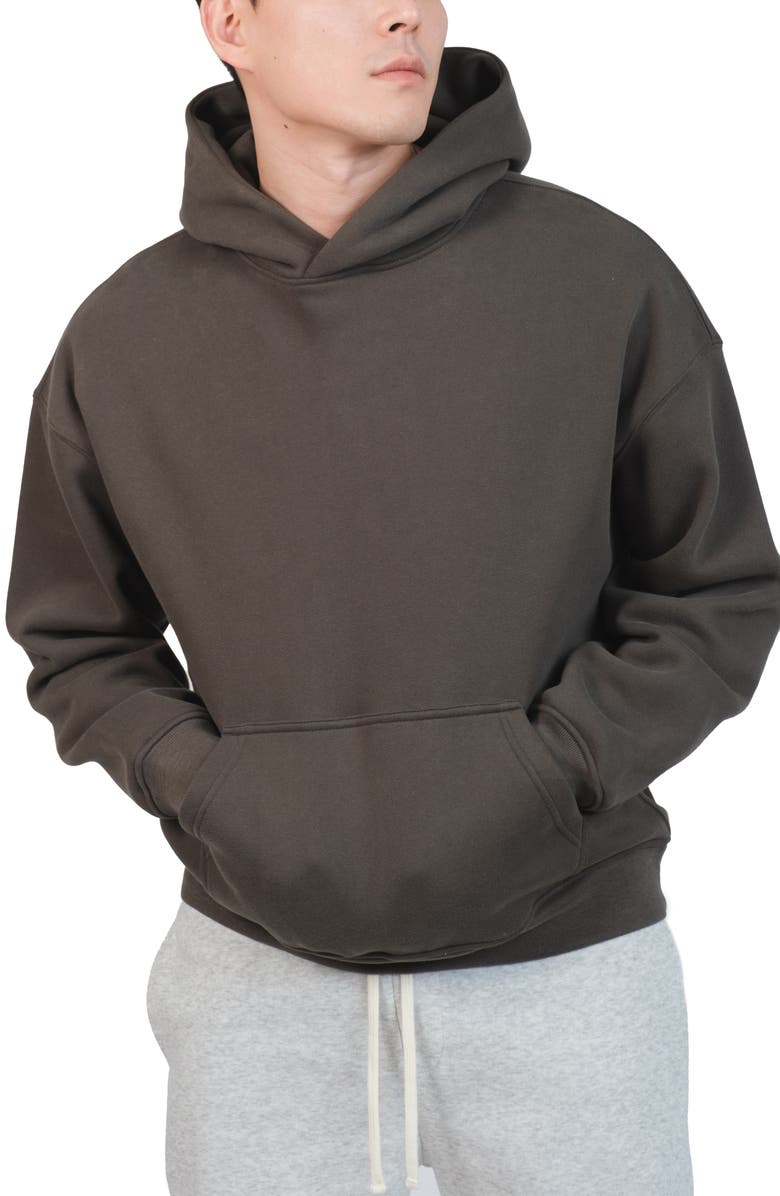 Brooklyn Cloth Oversize Cotton Blend Fleece Hoodie, Main, color, Dusty Black