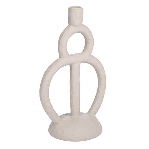 Modern Sculptural Taper Candle Holder, Ivory