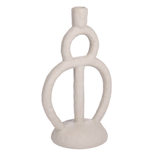 Storied Home Modern Sculptural Taper Candle Holder, Ivory In White