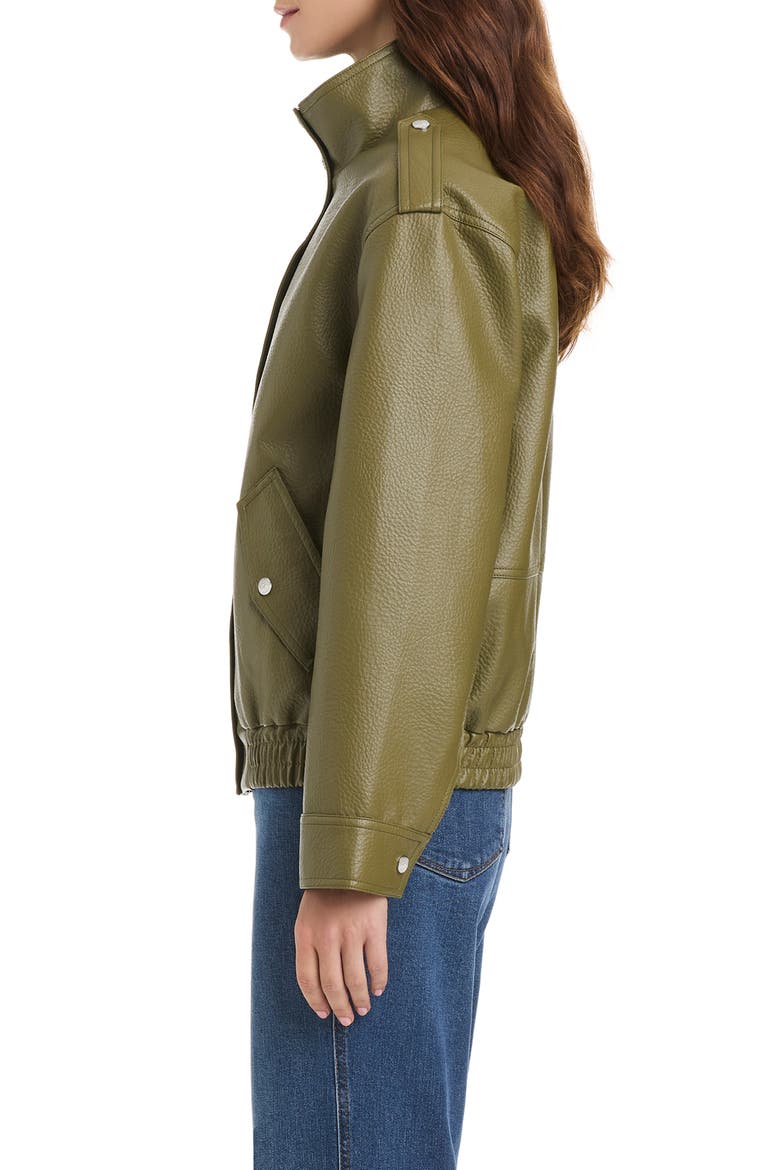 Faux Leather Bomber Jacket, Alternate, color, OLIVE