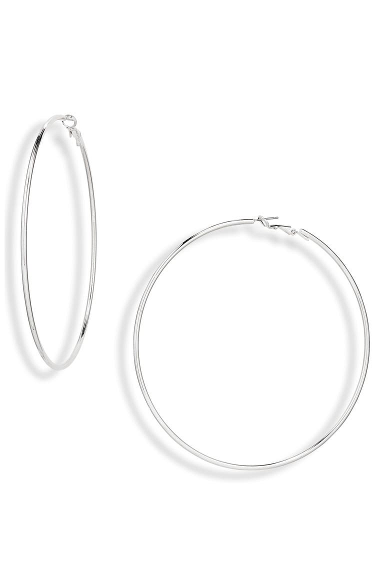 Large Hoop Earrings, Main, color, SILVER
