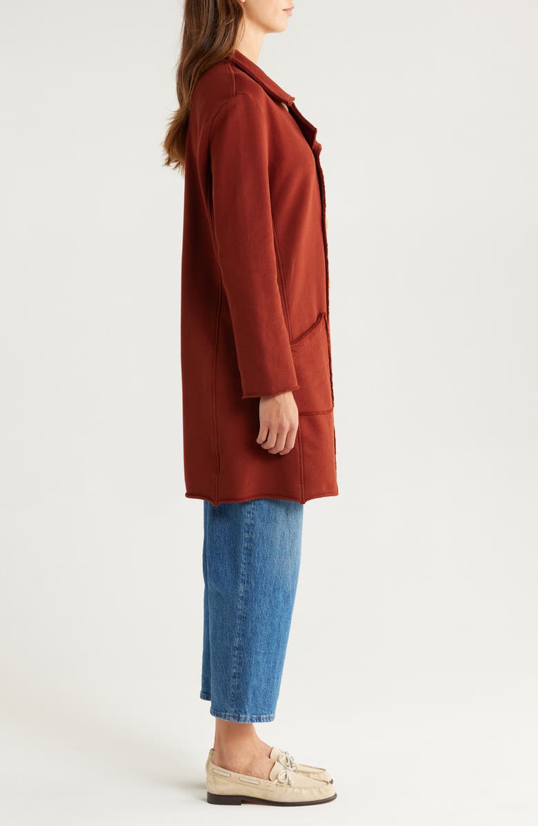 Frank & Eileen Tipperary Double Breasted Cotton Triple Fleece Trench Coat, Alternate, color, Redwood