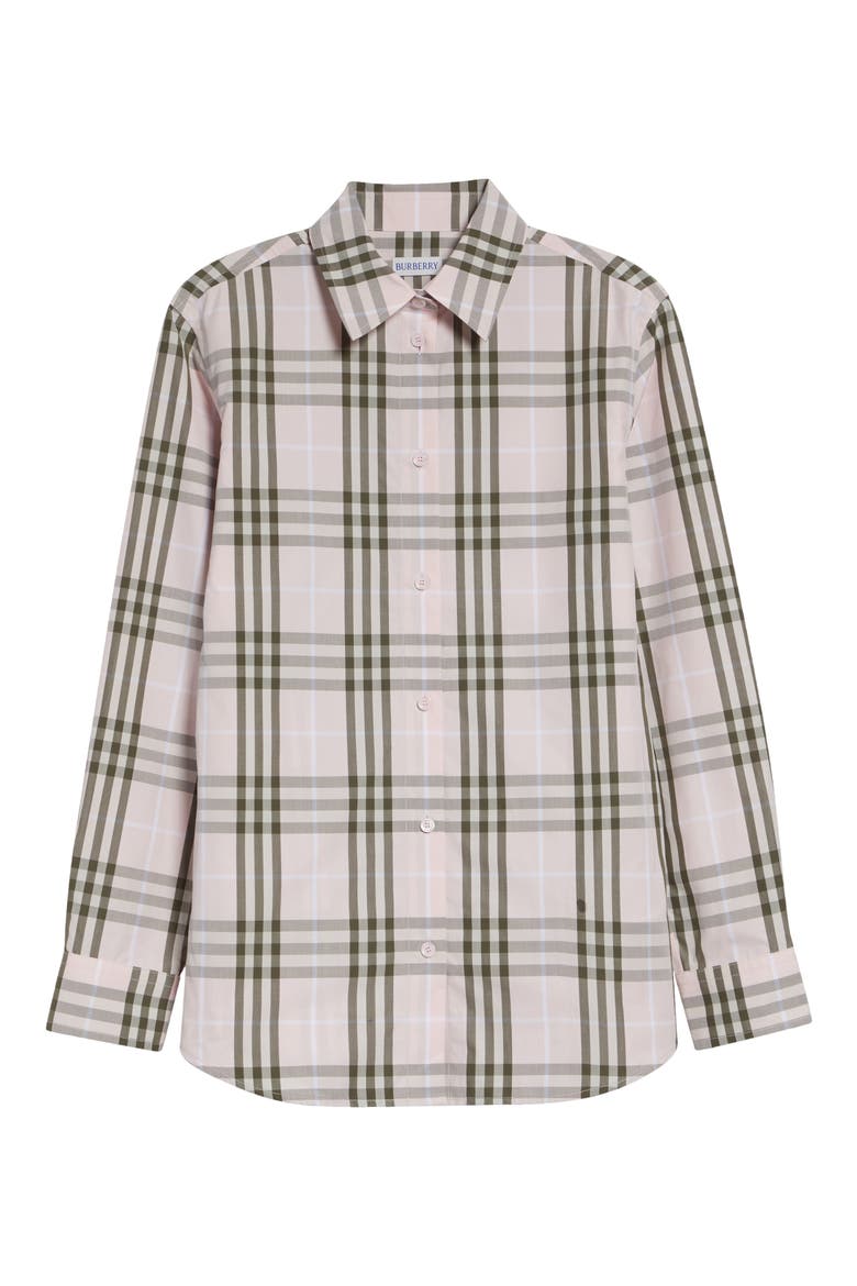 Emma Check Cotton Poplin Button-Up Shirt, Alternate, color, MALLOW PINK IP CHECK