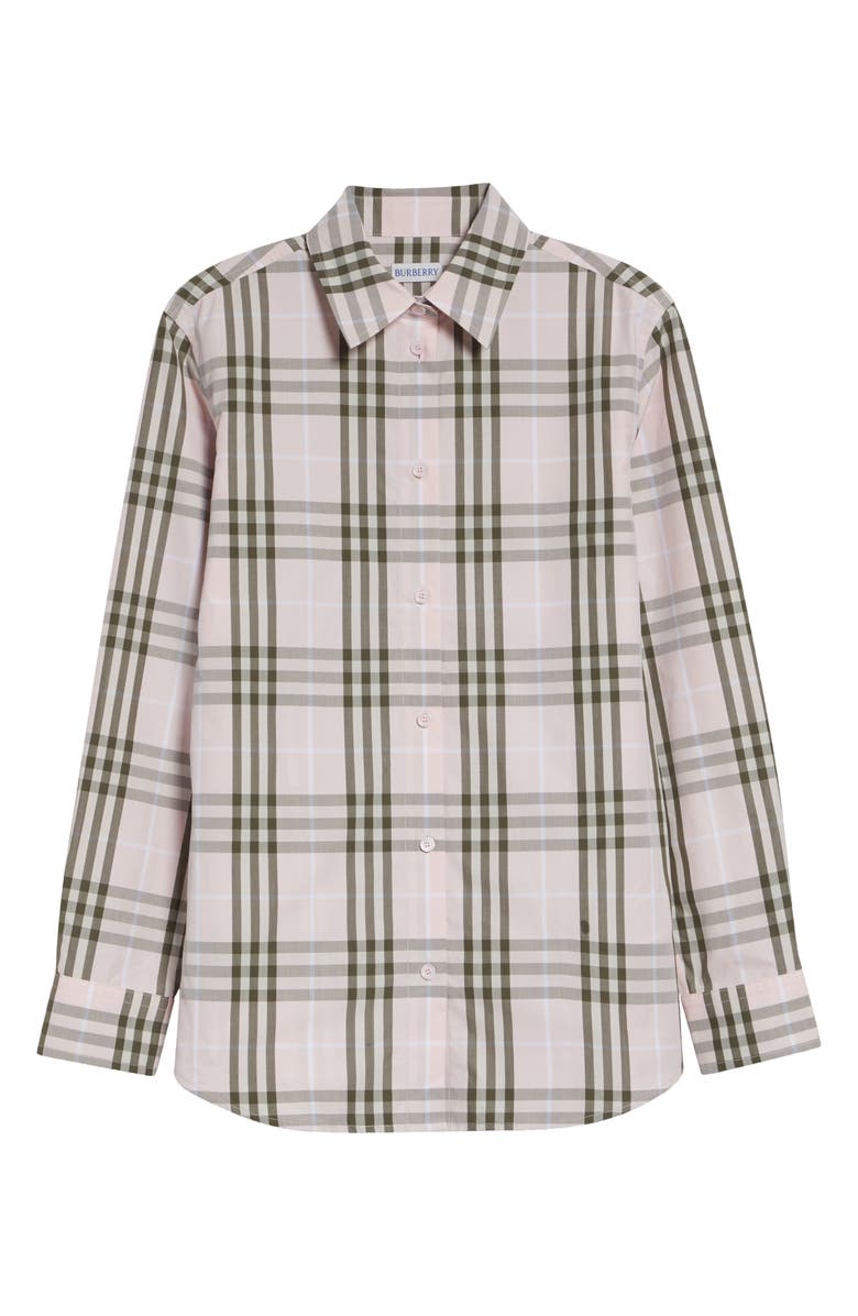 Burberry Emma Check Cotton Poplin Button-Up Shirt, Main, color, Mallow Pink Ip Check